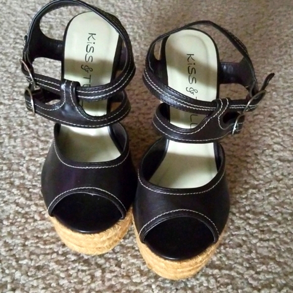 Brown platform wedge sandals - Picture 3 of 8